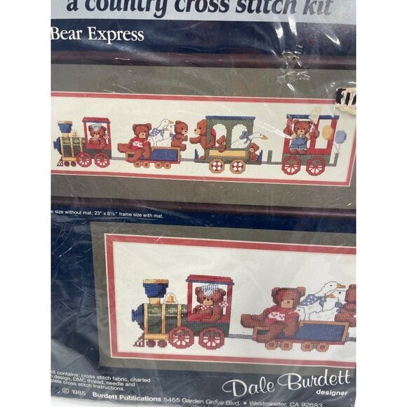 DALE BURDETT Cross Stitch Kit 1985 Teddy Bear Express Country Train - Picture 2 of 3